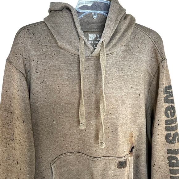 Wells Lamont Distressed Hoodie Men’s L Workwear Grunge Thrashed - Picture 7 of 14